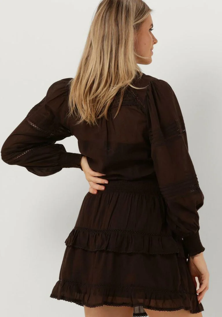 NEO NOIR bruine neo noir mini jurk milan s voile dress