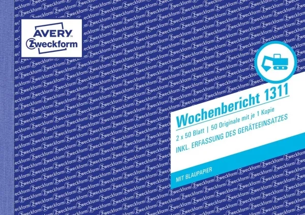 Avery Zweckform - Ugentlig rapport - 50 ark - A5 (148 x 210 mm) - landskab - duplikat