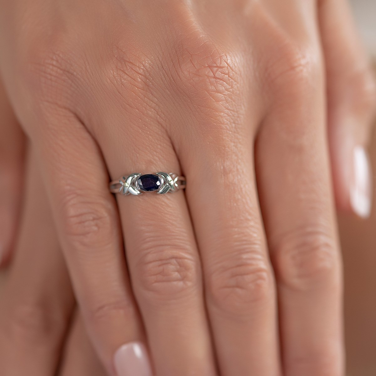 Bague Luxueuse en Saphir avec Diamants Montée sur Argent 925 | Aden Bijoux