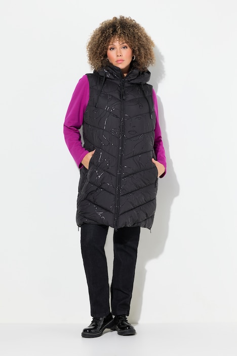HYPRAR Long-Steppweste, Seiten-Zipper, Stehkragen, ärmellos