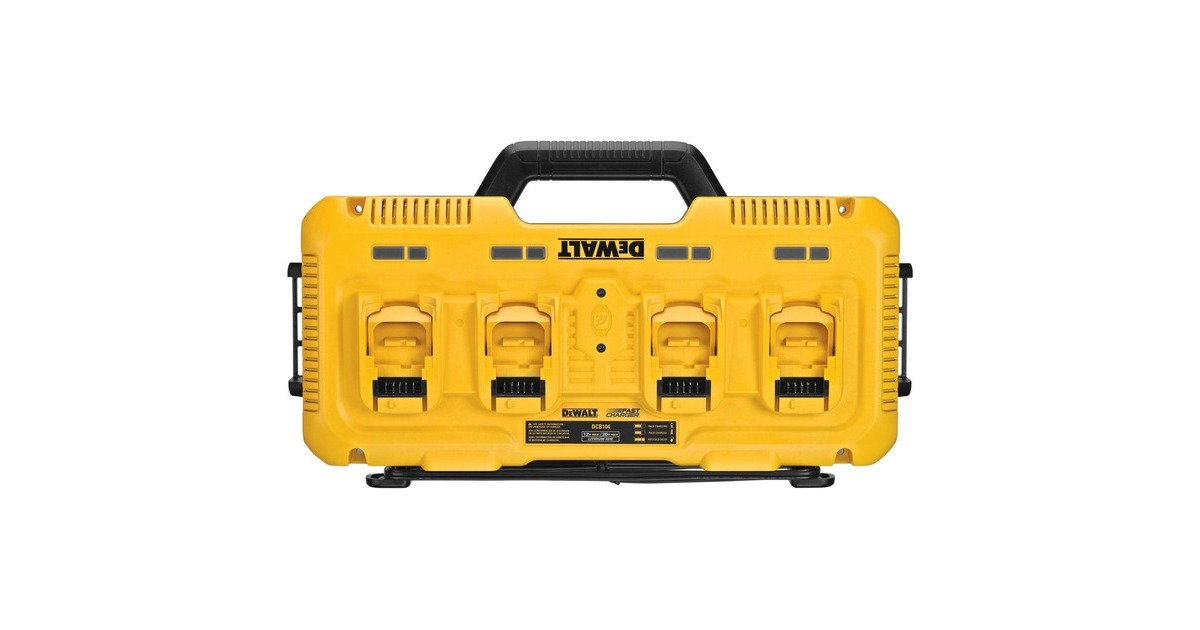 DEWALT4-poort snellader oplader  (Geel/zwart)