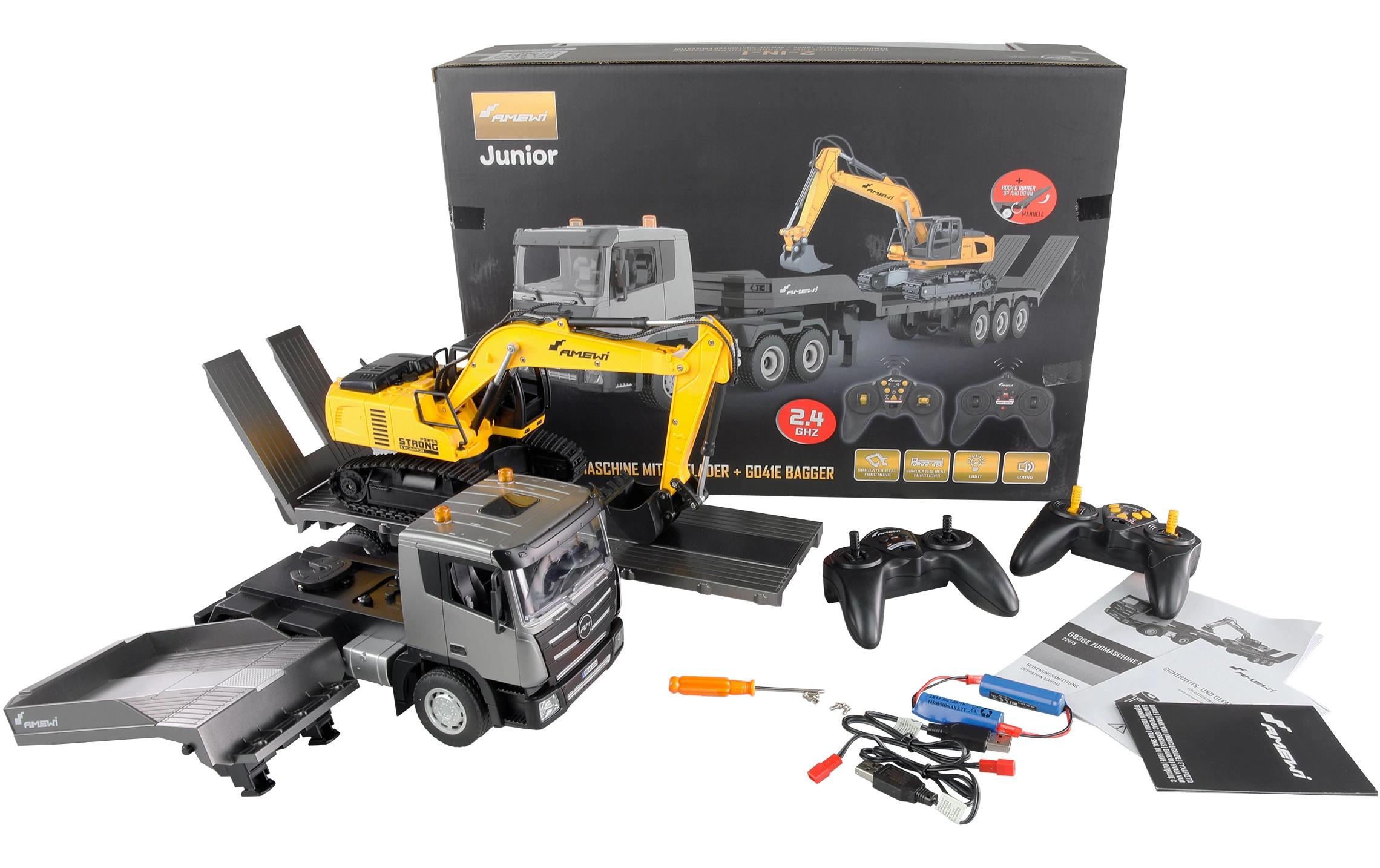 Lastwagen G836E Zugmaschine und Bagger Set RTRTieflader/Bagger-Set G836E/G041E 1:24 RTR