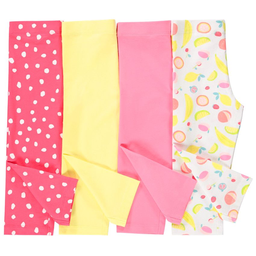 Lot de 4 leggings courts fantaisies pour enfant fille - Blanc