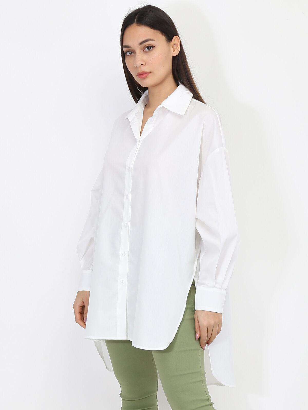 Chemise asymétrique ample- Blanc