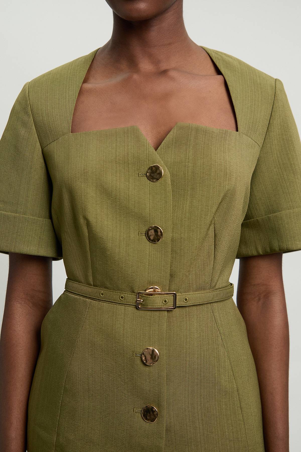 KarenMillen Veste Cintrée En Viscose À Encolure Carrée Et Manches Courtes Avec Ceinture
