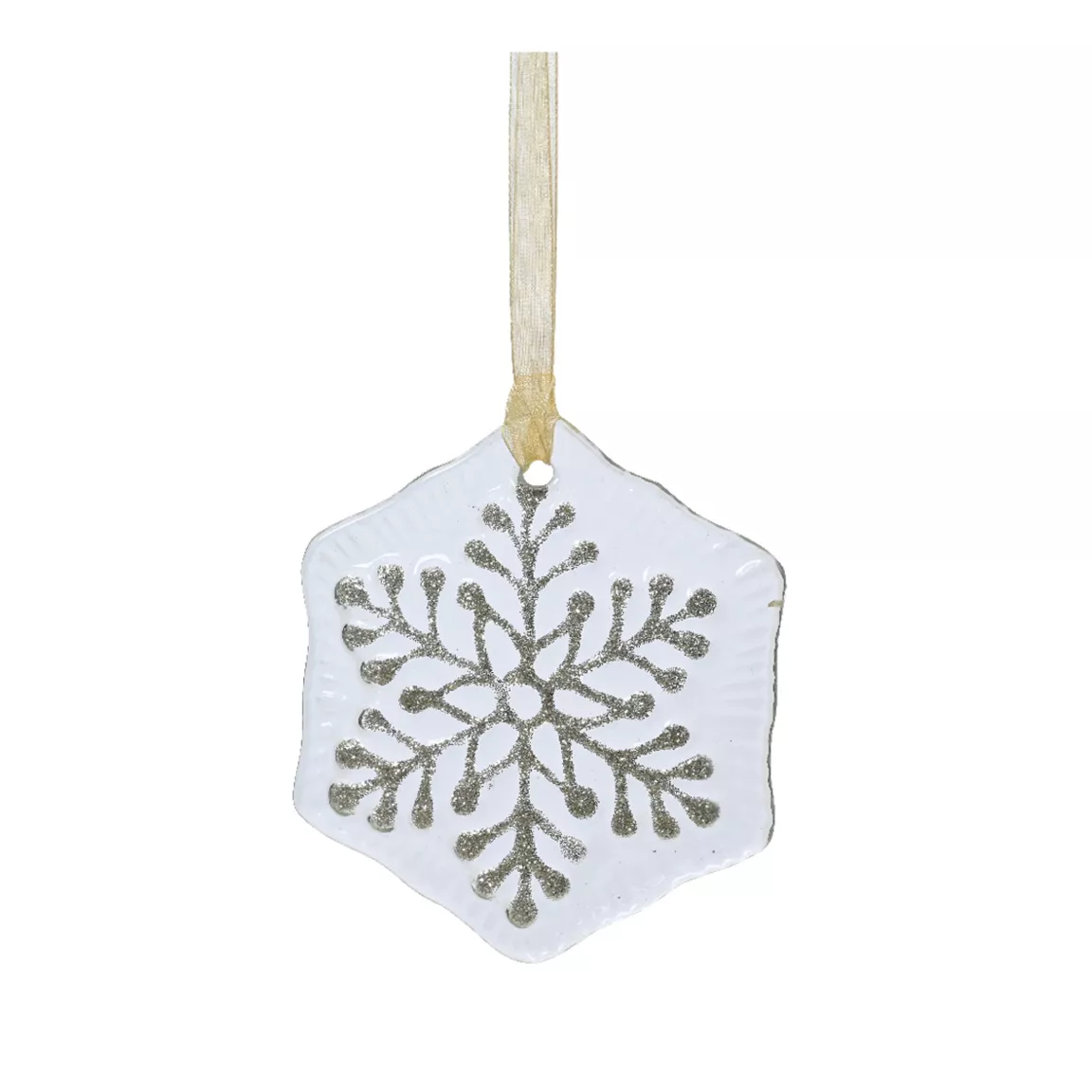 Flocon de neige en verre (D7 cm) Chamonix Blanc pailleté