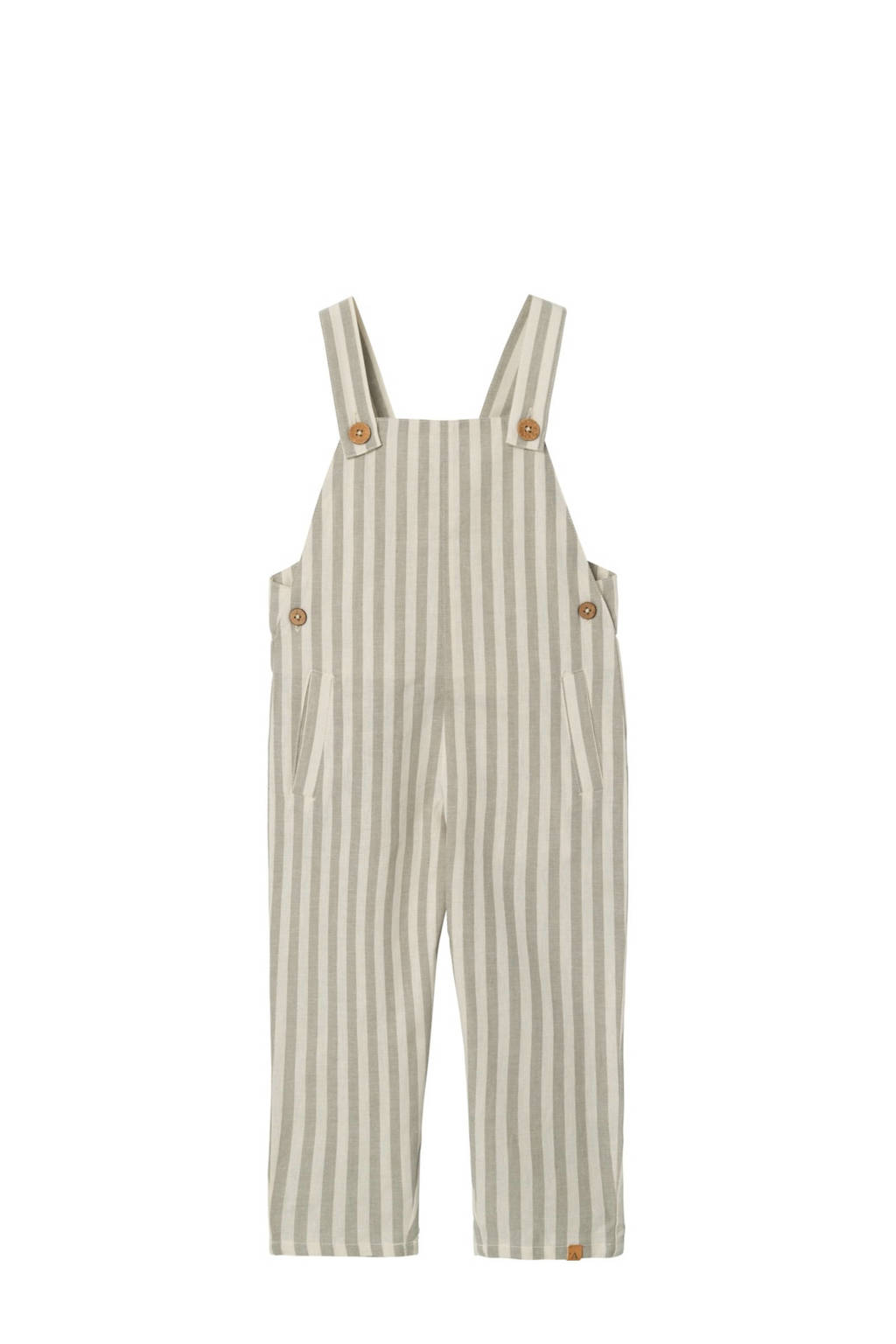 LIL' ATELIER gestreepte regular fit tuinbroek beige/wit
