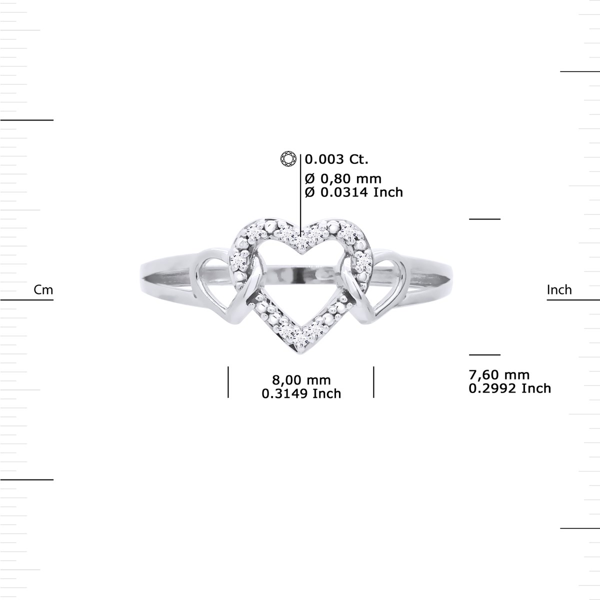 Bague COEUR Diamants 0,030 Cts Joaillerie Prestige Or Blanc