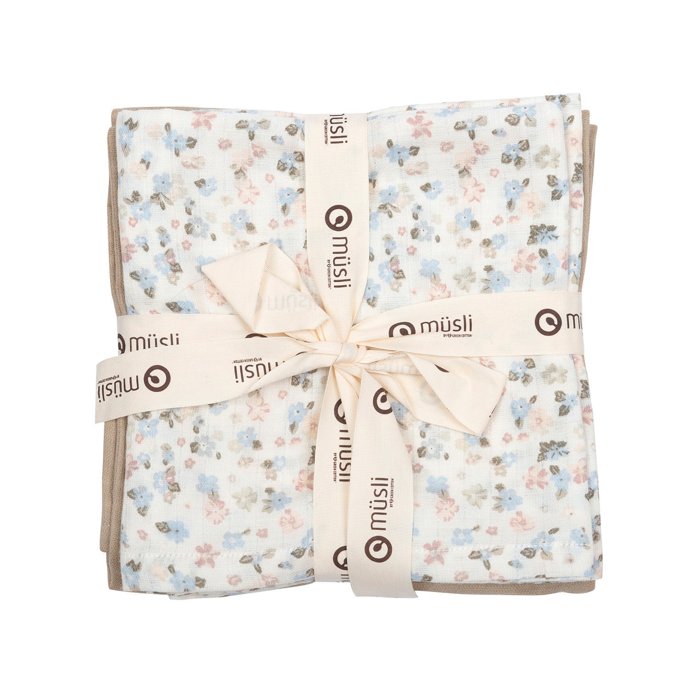 Müsli Pucktuch 3er-Pack cream/ Peony/ Jasmin blue
