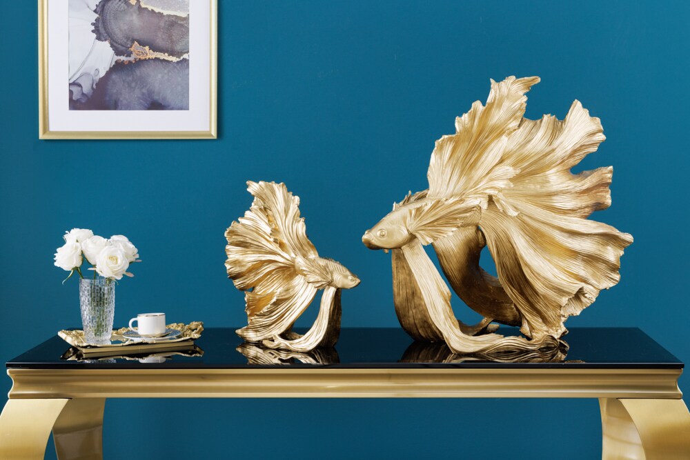 riess-ambiente Skulptur CROWNTAIL - Design Deko Figur Kampffisch 35cm gold Betta Fisch Skulptur