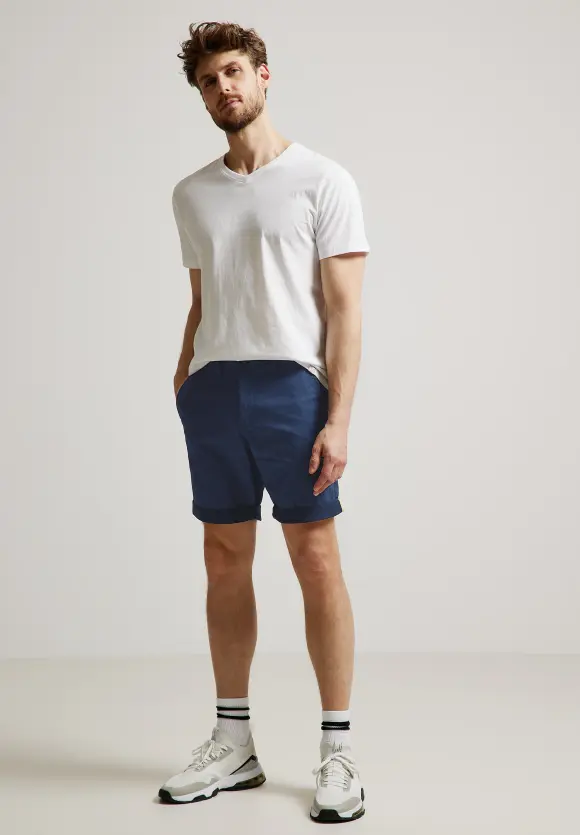 Slim Fit Shorts mit Print - navy blue