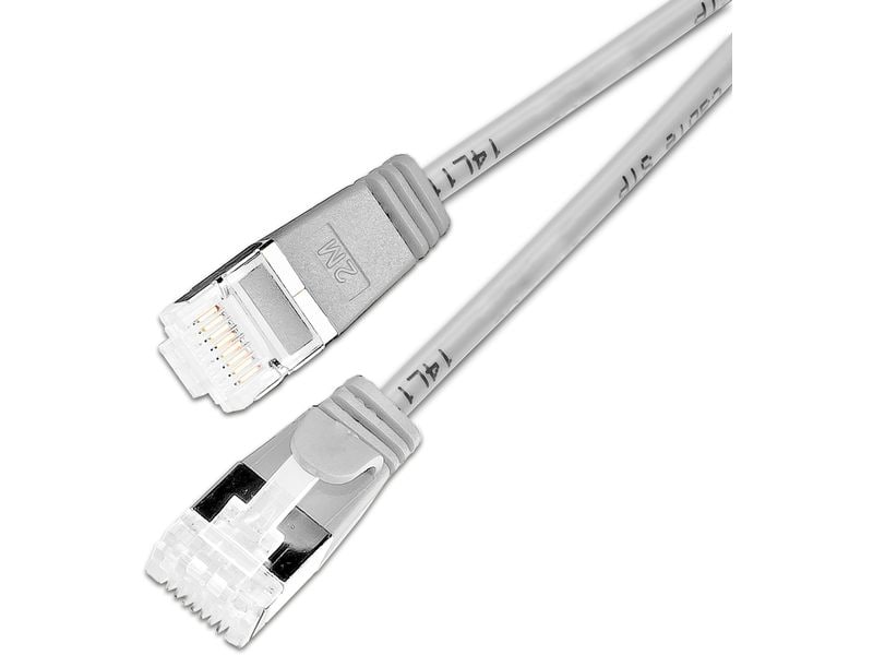 SLIM Slimpatchkabel RJ-45, Cat 6A, U/FTP, 2 m, Grau, 60-Pac SLIM Multipack, 60x 2.0m KAT6A Patchkabel, grau