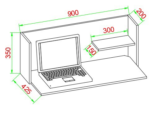VCM Holz Hänge Schreibtisch Wandlaptoptisch Workstation Computertisch Workas