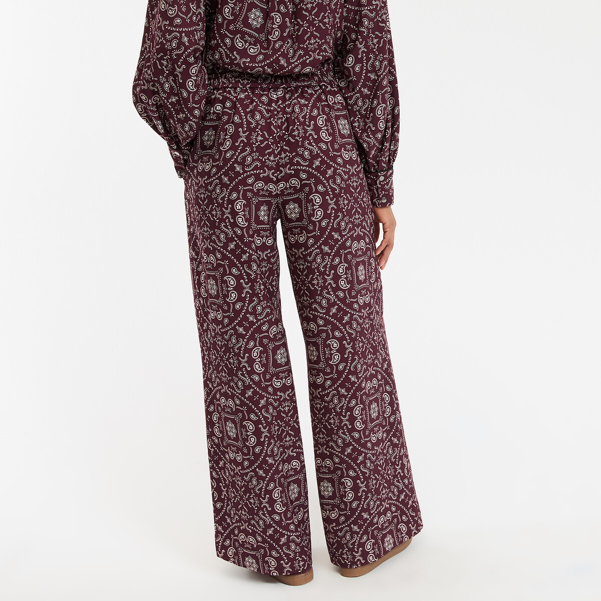 COLEÇÕES LA REDOUTE<br>Calças largas, cintura alta, estampa de cashmere