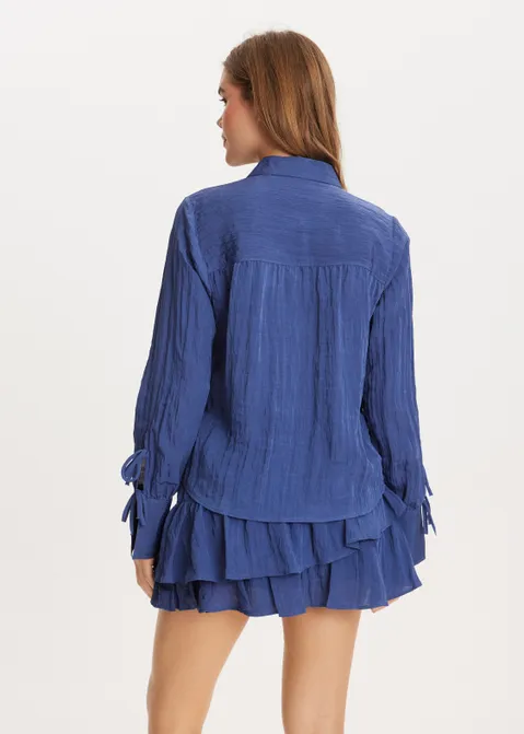 Blouse met strikjes blauw (BLW.D)