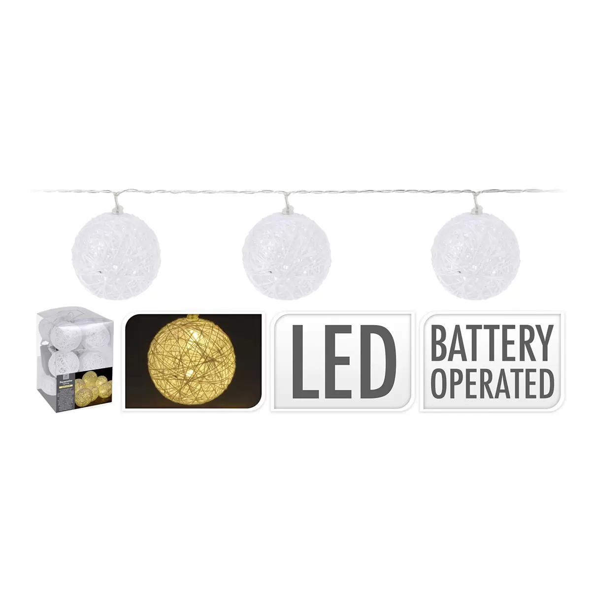 Lichterkette LED-Balls weiss