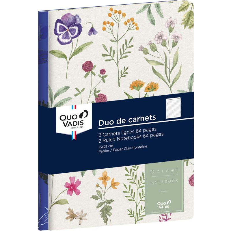 Quo Vadis - Carnet de notes - Daisy - Pages Lignées - 15x21 cm - par 2