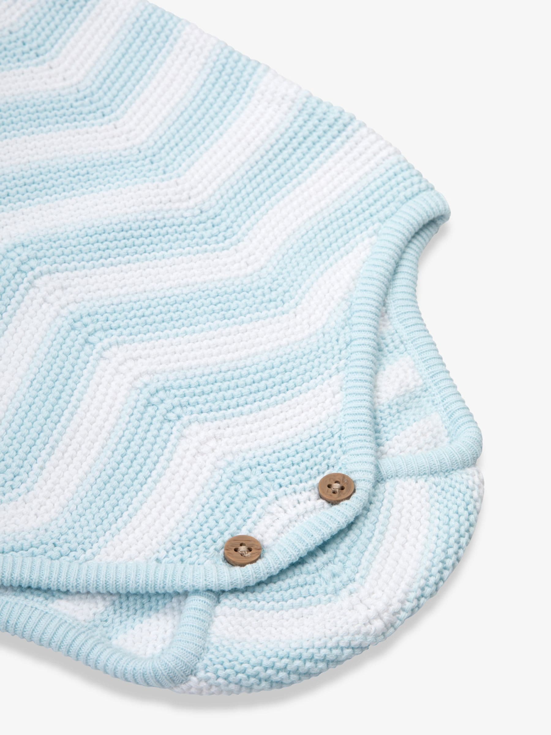 Blauw - The Little Tailor Baby Chevron Design Knitted 100% Cotton Romper