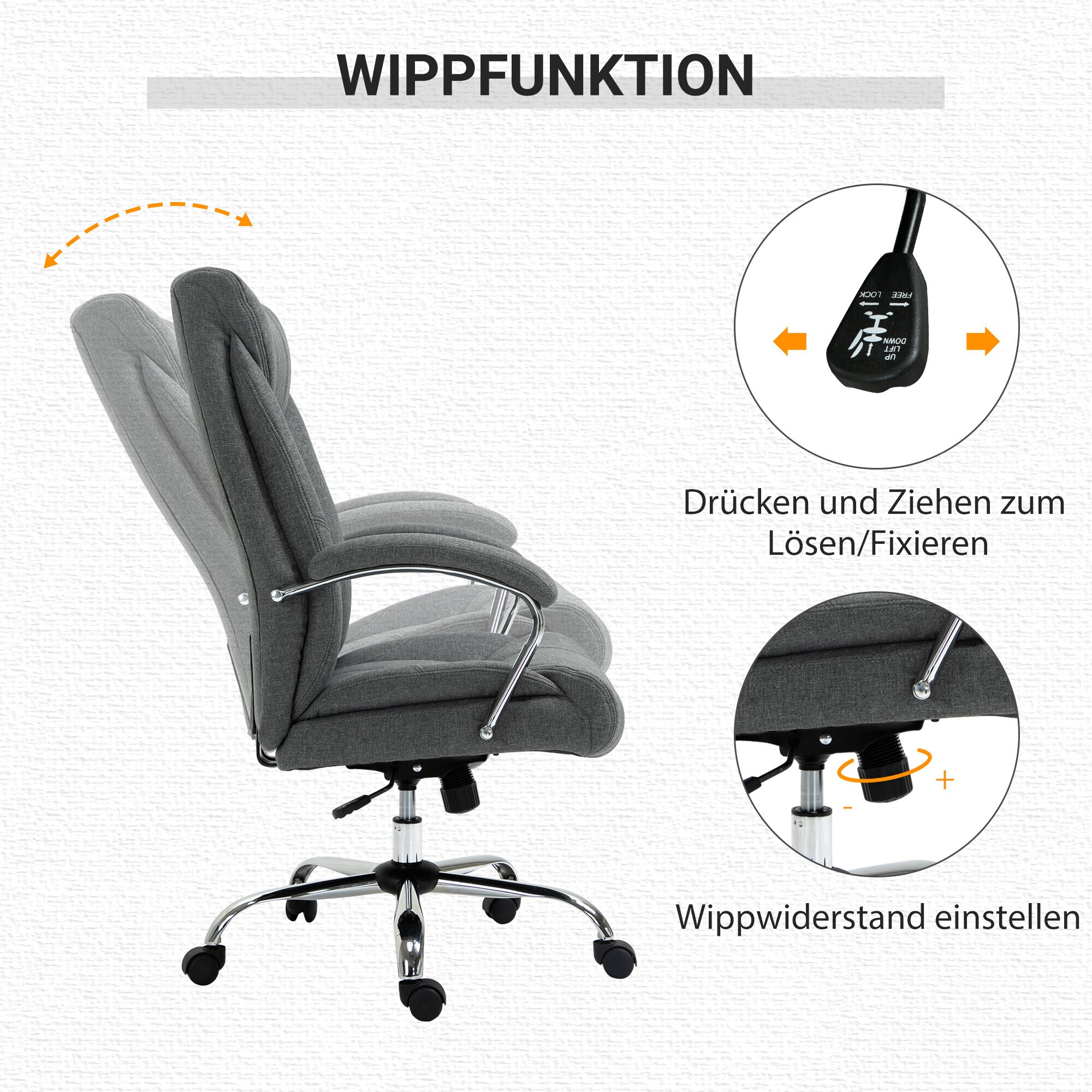 Vinsetto Bürostuhl Ergonomisches Design, Atmungsaktiver Polyester-Bezug 65 x 78 x 110-120 cm (BxTxH)