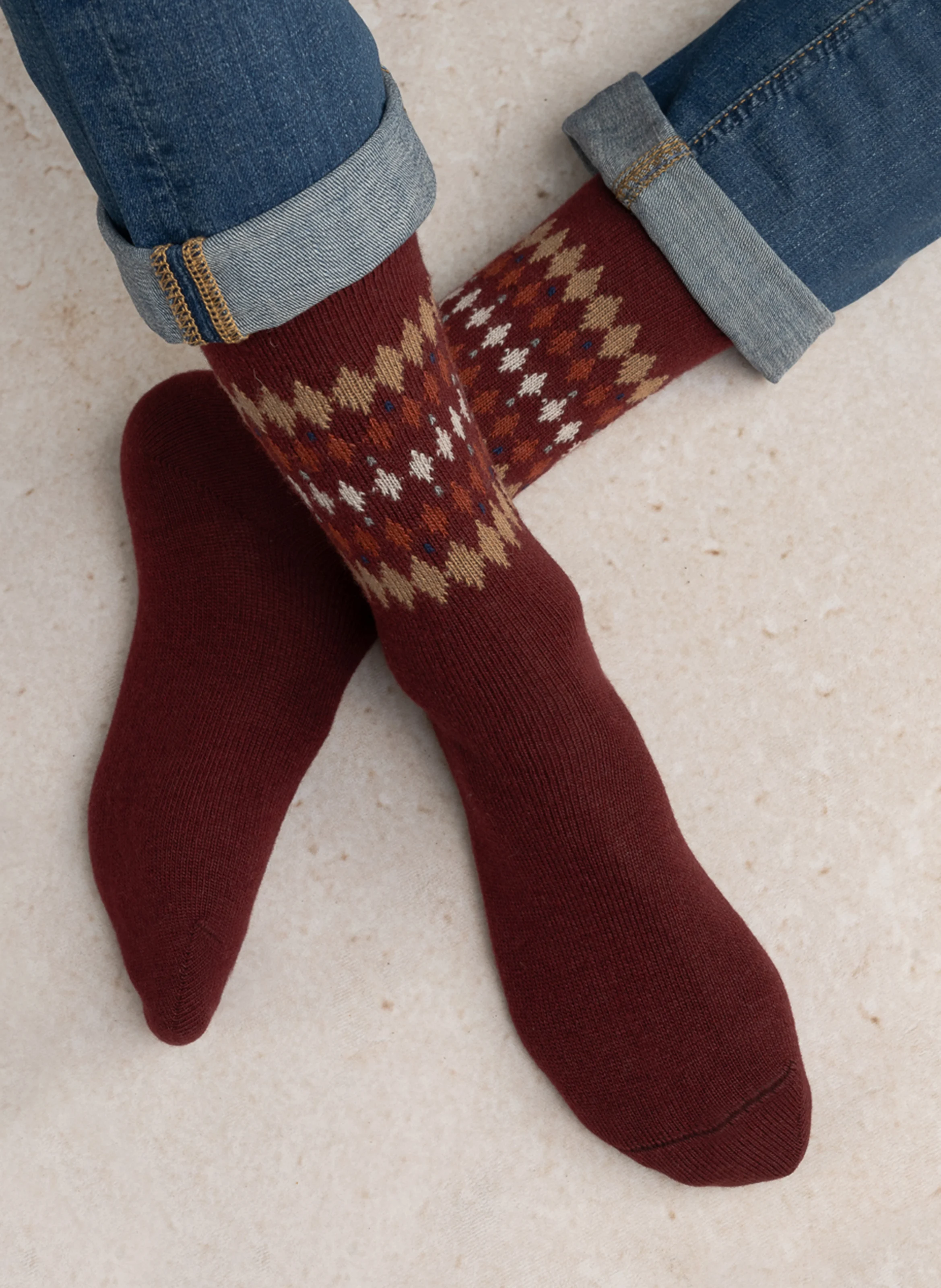 LOSANGES - Chaussettes jacquard en laine mélangée | Violet