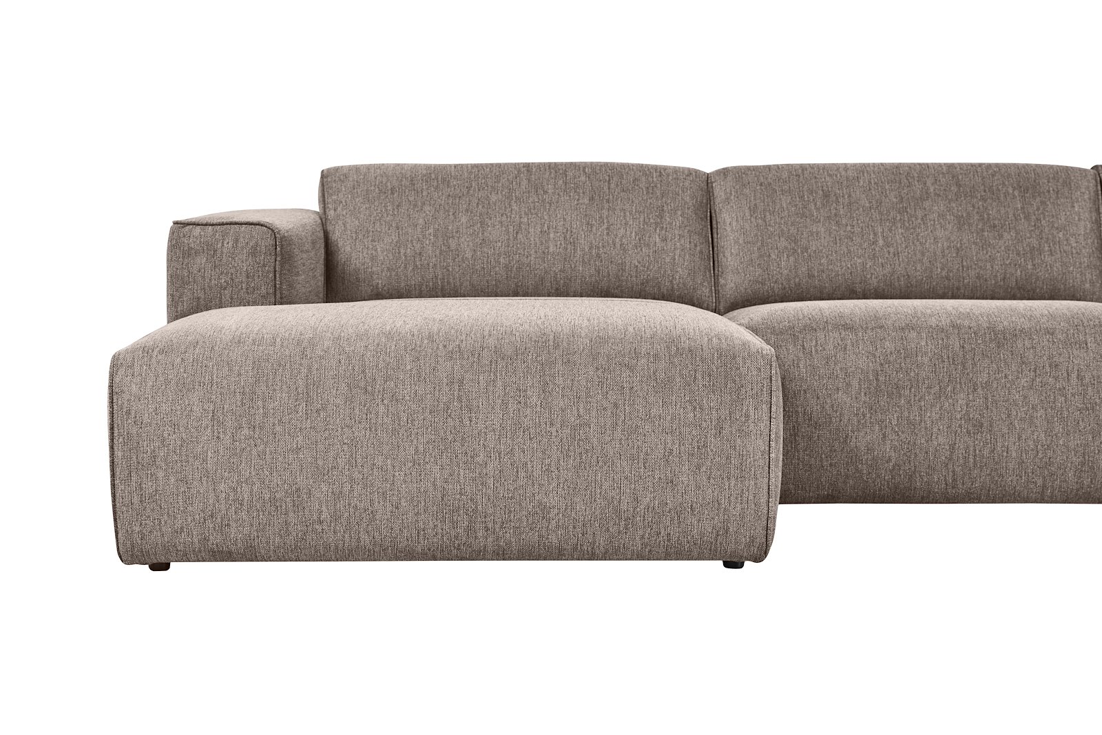 Enjoy U-sofa oppsett Sjeselong venstre liten , 2-seter, hjørne, åpen ende høyre liten i tekstil Brego 34 Stone med sorte ben