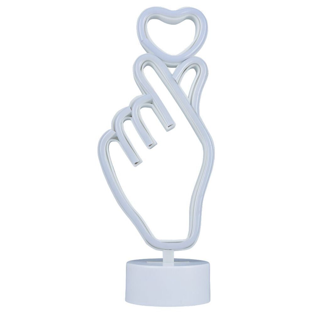 Néon LED à poser forme main avec coeur 17x23,5cm