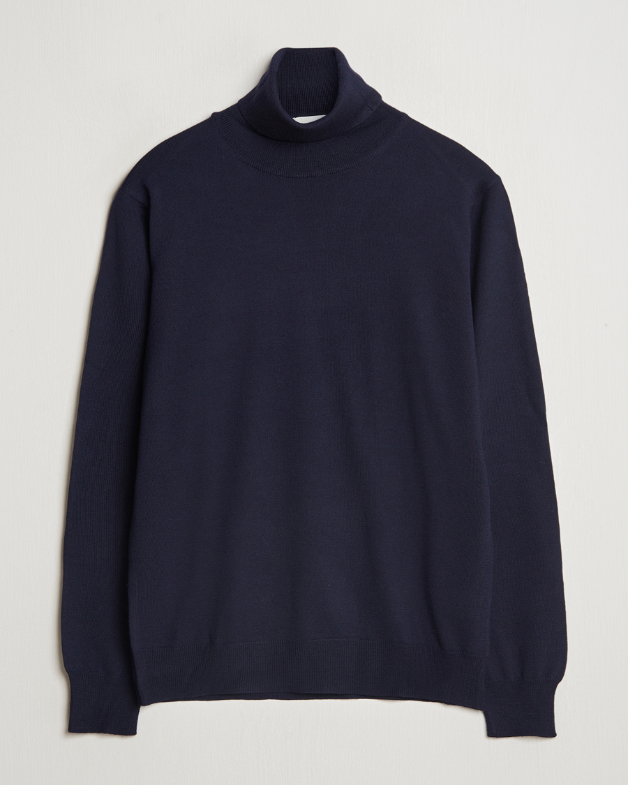 Morgano Extra Fine Merino Wool Rollneck Navy