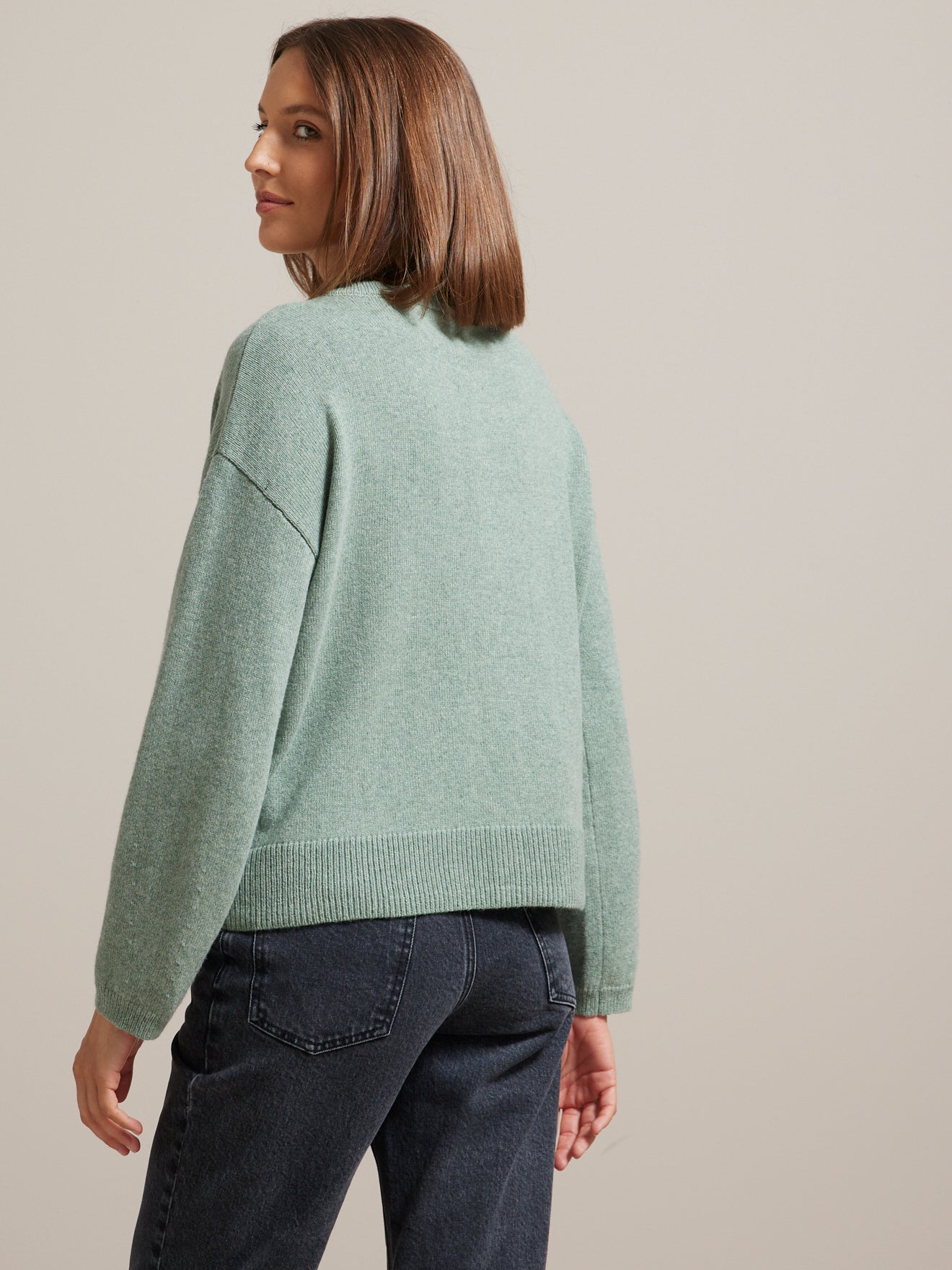 Cardigan boxy femme laine mérinos RWS*