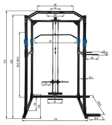 Cage de musculation acier rack de musculation station de fitness noir/bleu 08_0000428