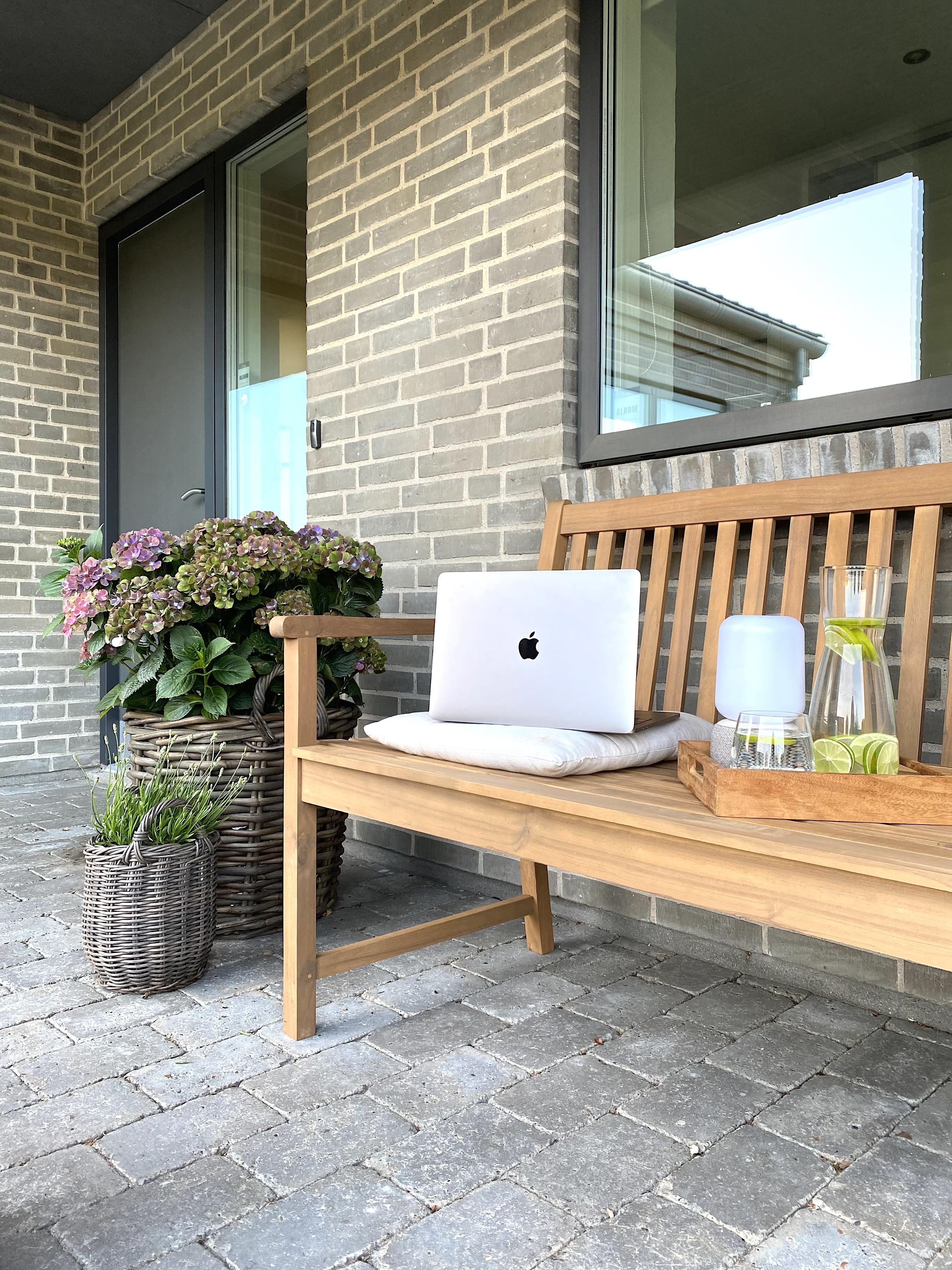 Tuinbank met zitkussen VIVARA 160 cm Gecertificeerd acaciahout Licht essenhout Donkerrood