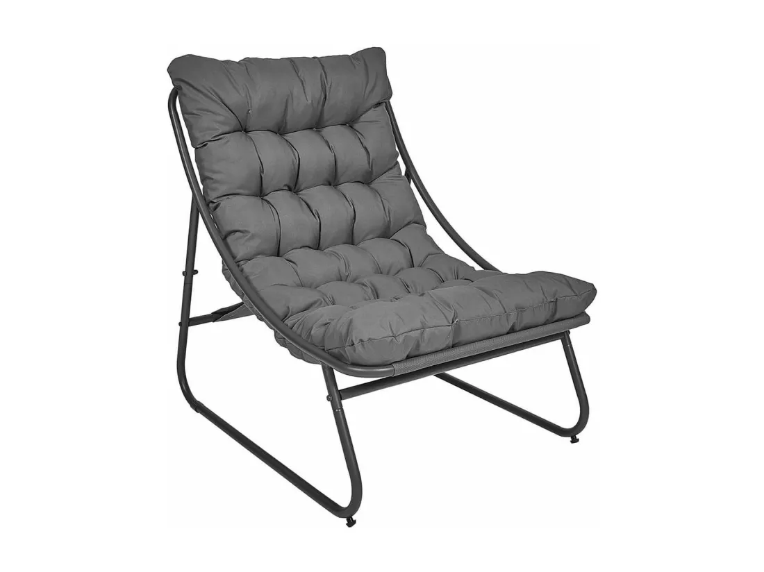 DOLCI - Fauteuil de Jardin en Métal et Textilène Gris avec Coussin