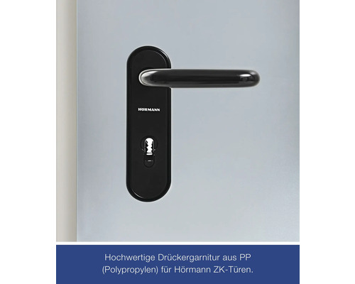 HÖRMANN ZK deurelement, verzinkt, 875x2000 mm, DIN links, inclusief krukgarnituur, zwart.