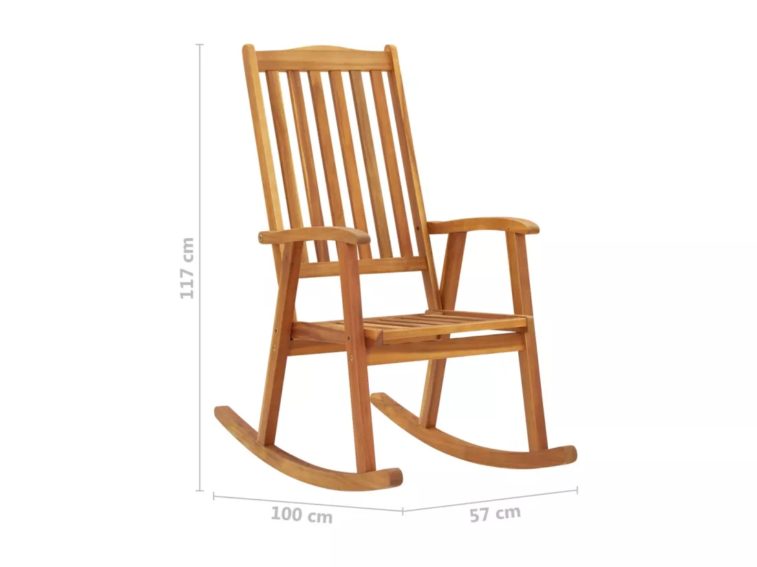 Chaise à bascule avec coussins Bois d'acacia massif 27