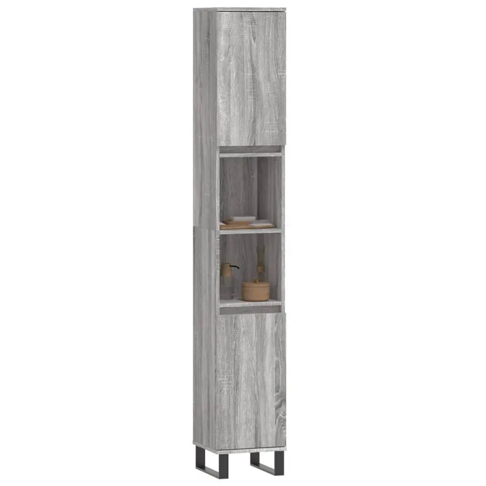 vidaXL - Kolomkast met 2 deuren - Grijs sonoma eiken - Hout - 30x30x190 cm