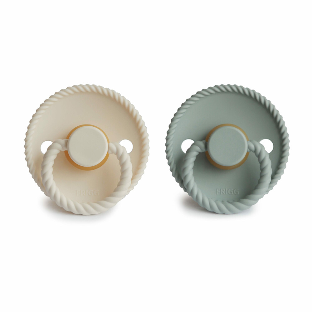 Frigg Fopspeen Rope maat 1 0-6 mnd Cream Sage2 stuks