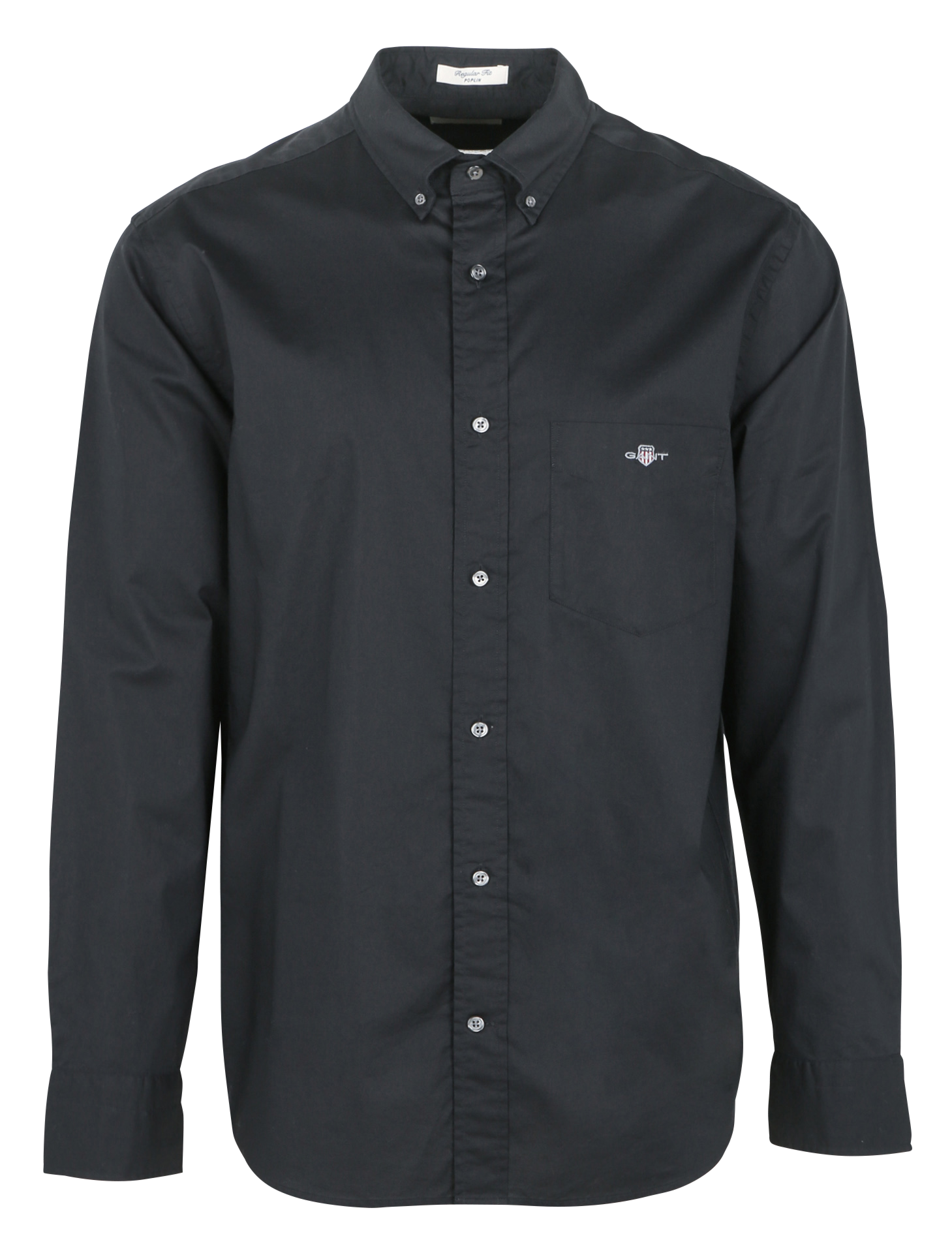 Chemise droite col américain en coton recyclé | Noir