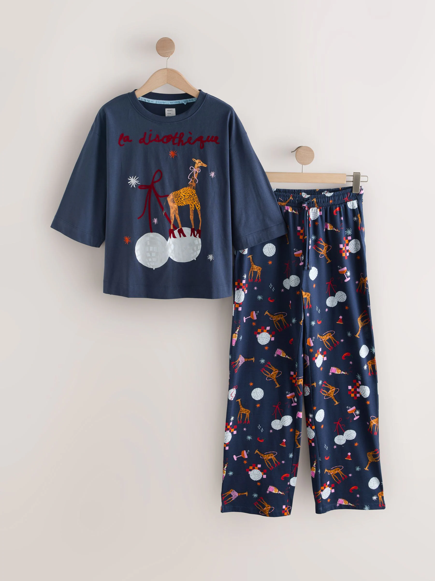 Marineblauw met giraf - Pyjama met korte mouwen