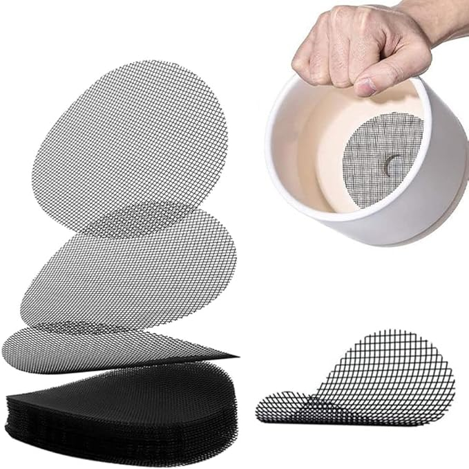 (50er Set) Ø98mm Blumentopf Einsatz Pflanzen Entwässerungs Mesh Pad Wasser Ablaufschutz Belüftungs Filter - Grau