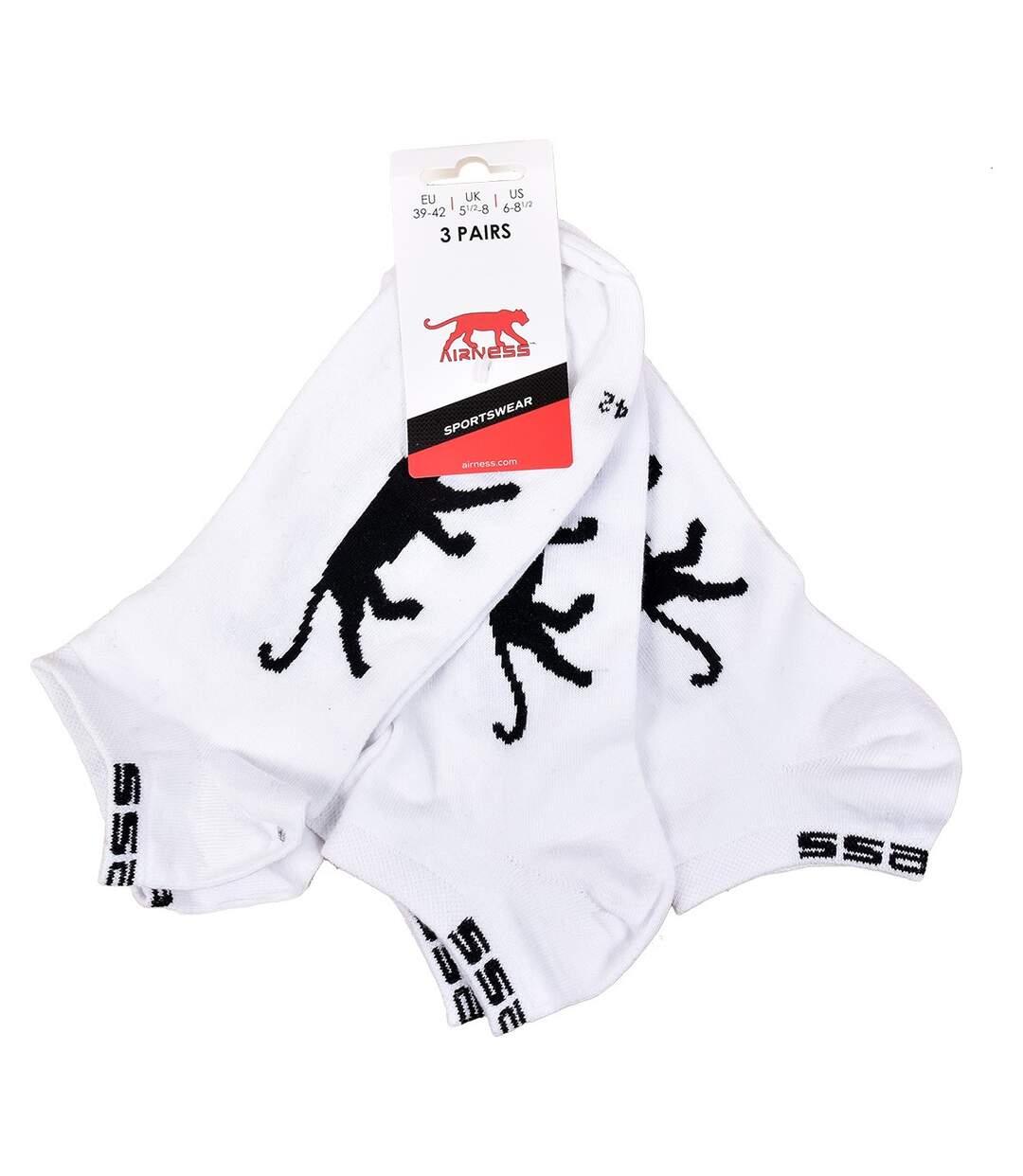 Chaussettes Homme AIRNESS Qualité et Confort-Assortiment modèles photos selon arrivages- Pack de 6 Paires AIRNESS SNEAKER Blanches