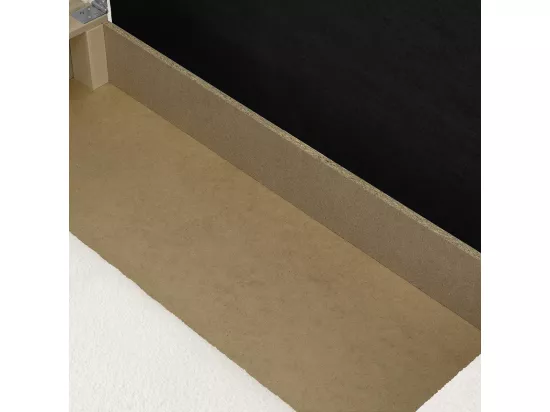 Canapé d'angle convertible réversible 4 places avec coffre de rangement en tissu bouclette écru - Livia