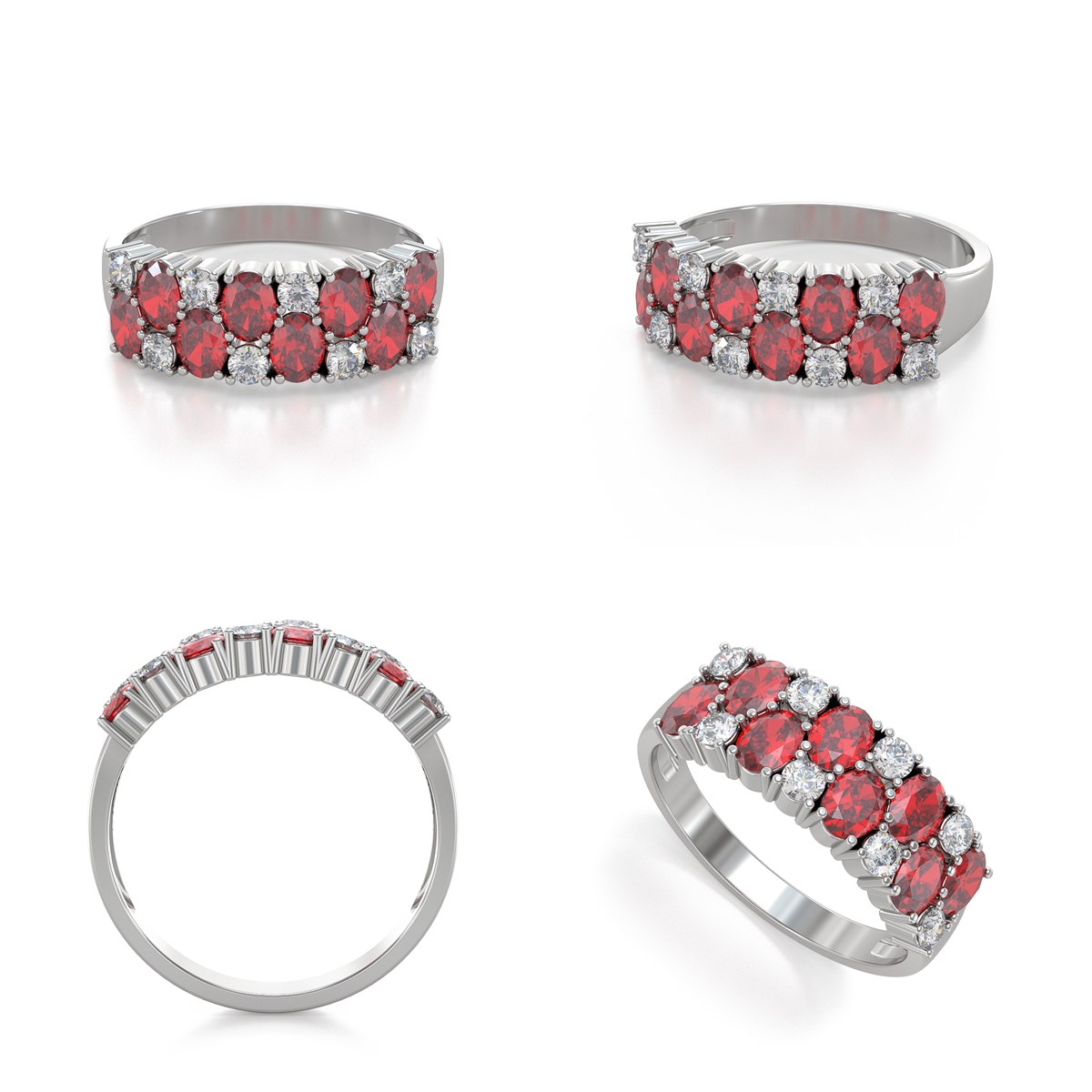 Bague ADEN Rubis et diamants sur Argent 925 2.524grs