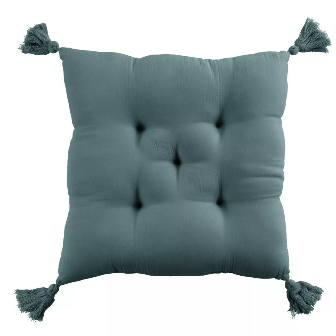 Coussin de chaise gaze de coton (40 x 40 cm) Gaïa Bleu canard