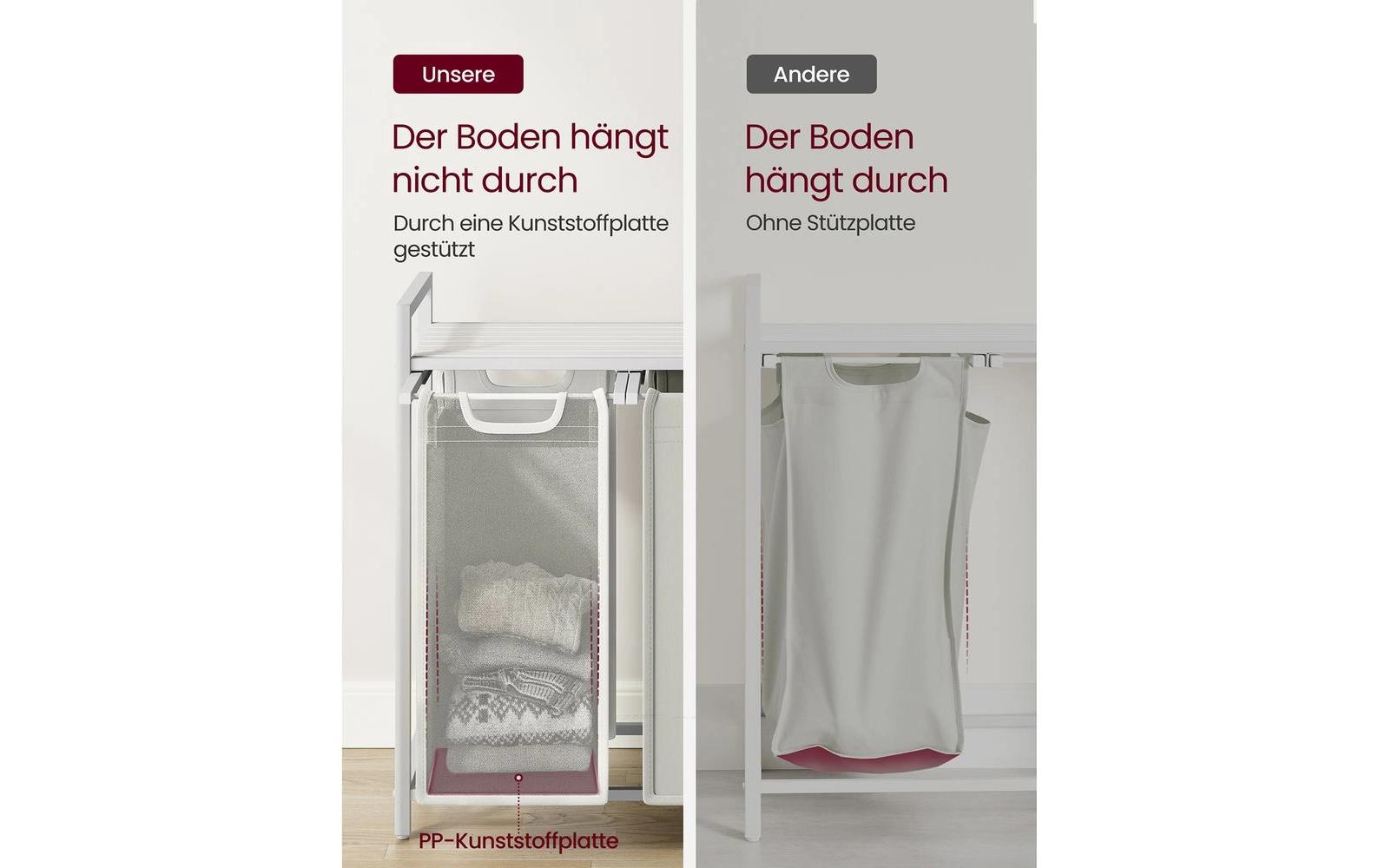 Wäschekorb mit Ablage 3 x 38 l, WeissWäschesammler