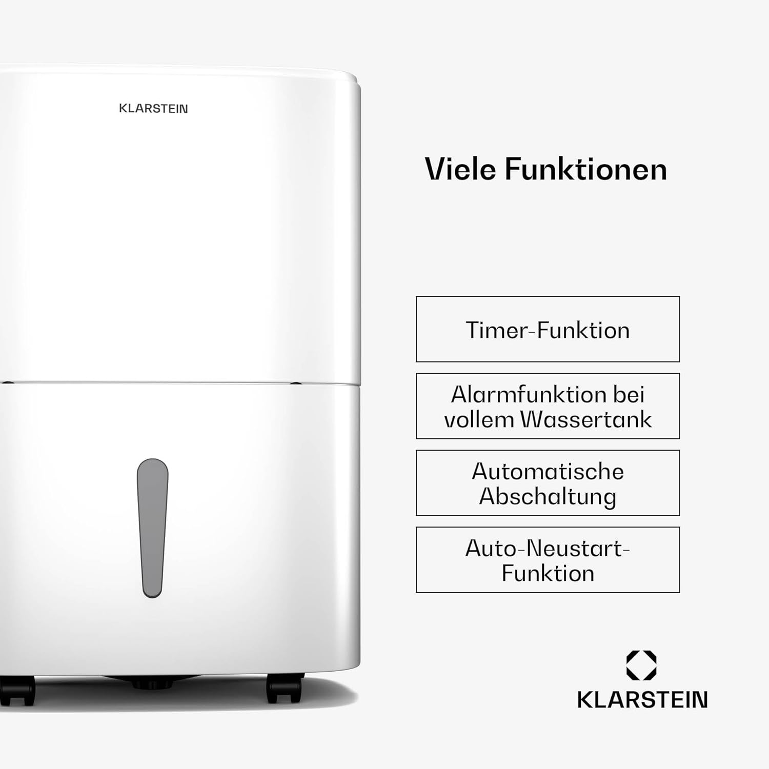 Klarstein DryFy 20L Luftentfeuchter - 400W, 20L/Tag, 5L Tank, 46dB Leise, Auto-Swing, Timer, Wäschetrocknungsmodus, für Zuhause & Büro, Entfeuchter Elektrisch, Raumentfeuchter