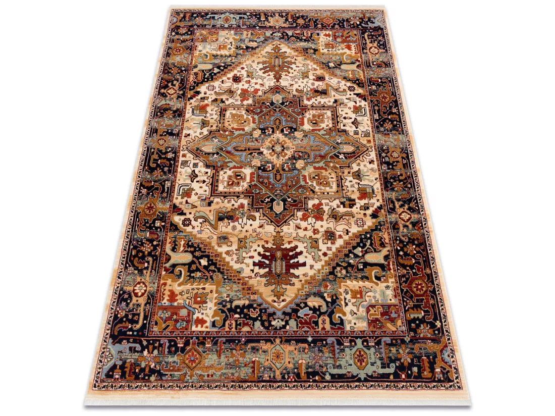 Tapis KESHAN franges, Ornement oriental 2886/53555 beige / bordeaux 160x230 cm