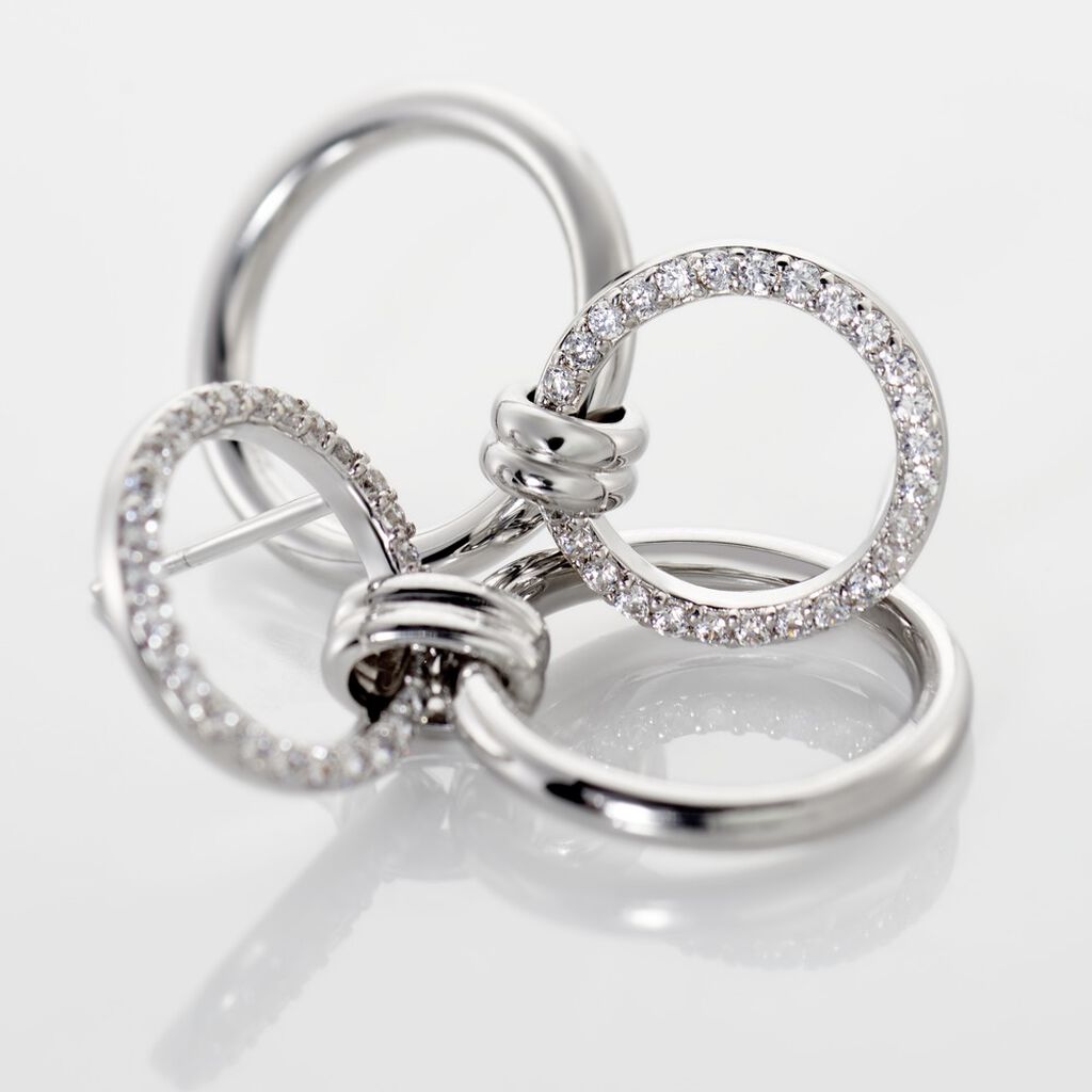 Boucles D'oreilles Pendantes Colas Argent Blanc Oxyde De Zirconium