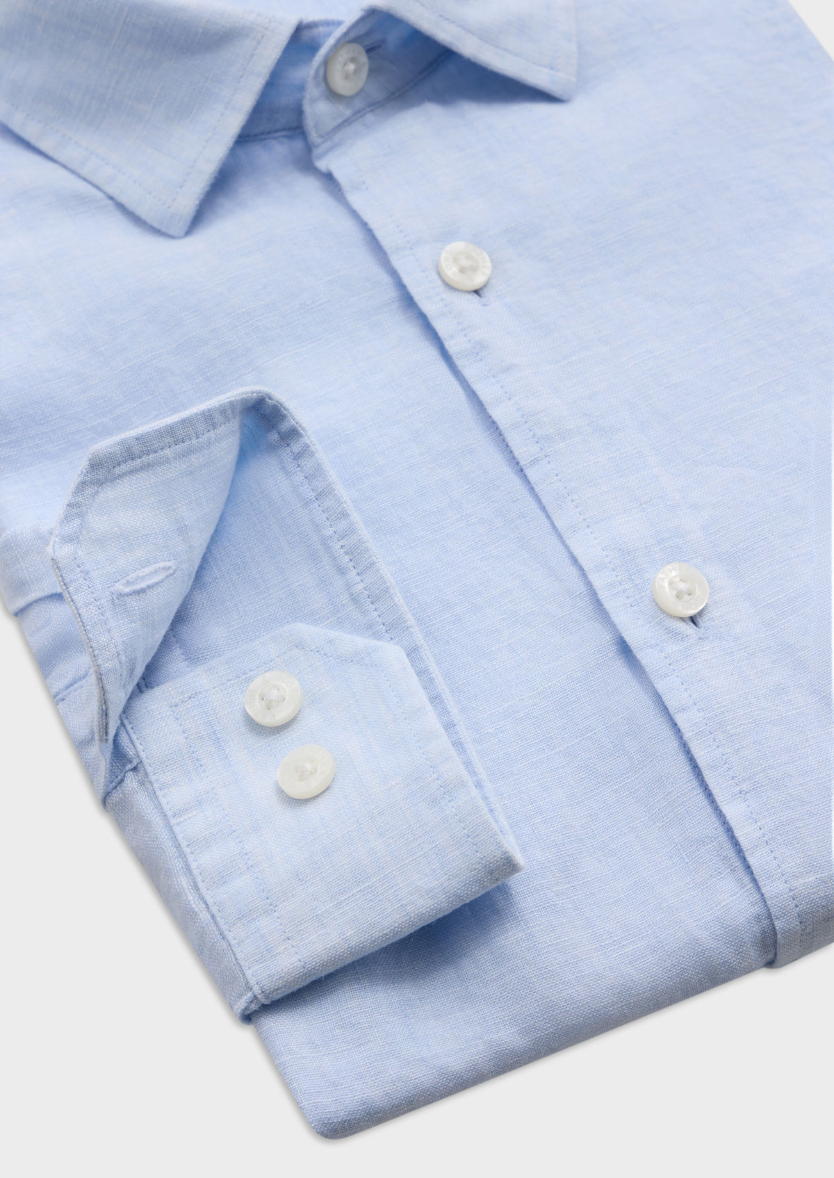 Chemise sport Slim en lin uni bleu ciel