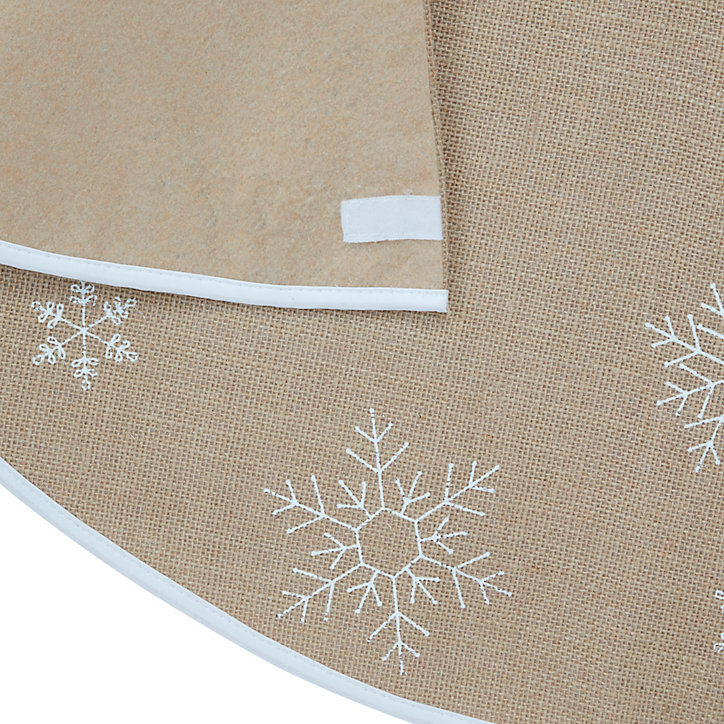 Couvre-pied pour sapin en jute avec flocons