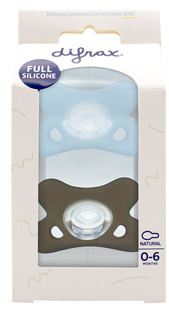 Difrax Fopspeen Natural Siliconen 0-6 Maanden Ice/Clay 2ST