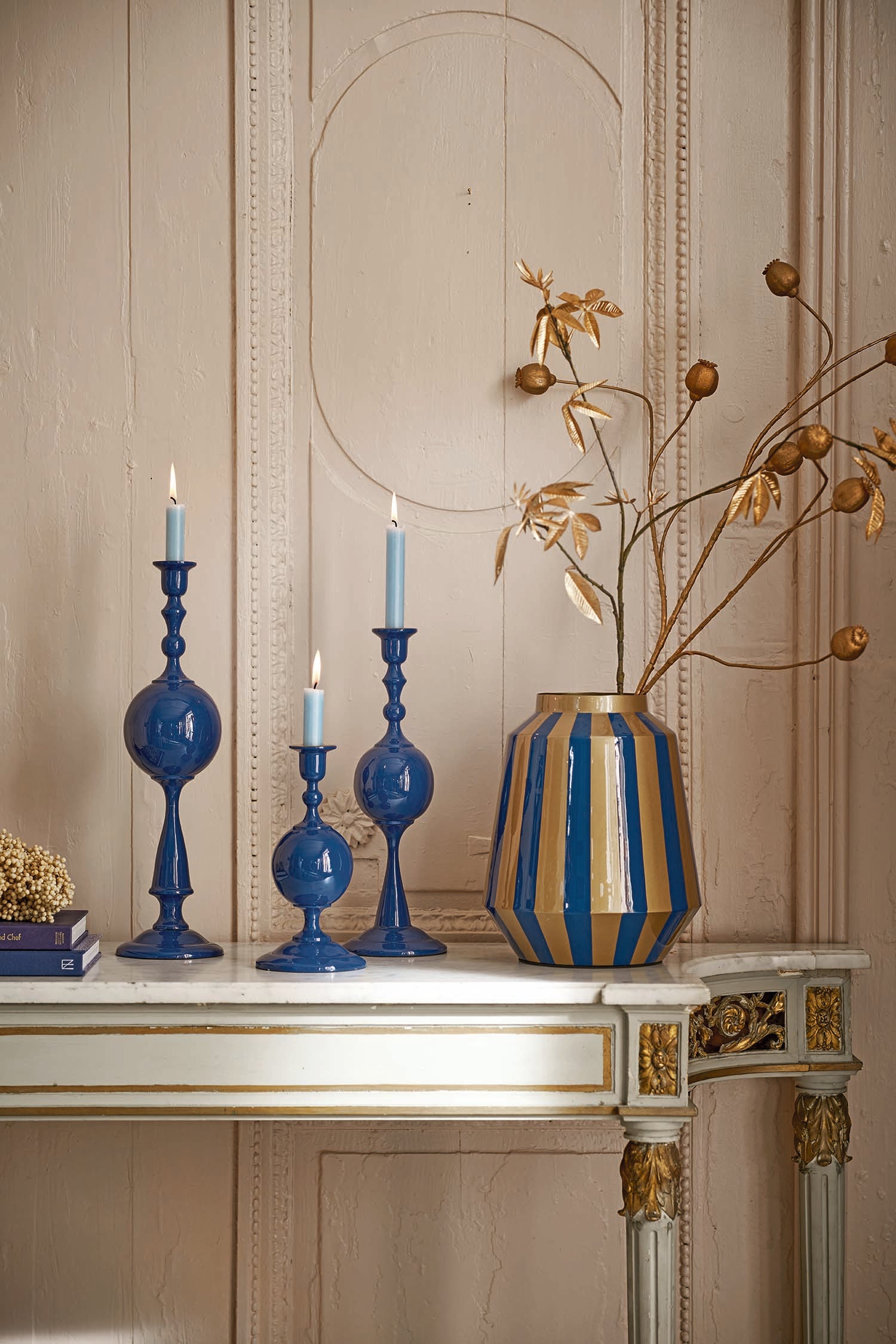 Pip Studio Kandelaar Sphere - van Metaal - Navy - 24cm